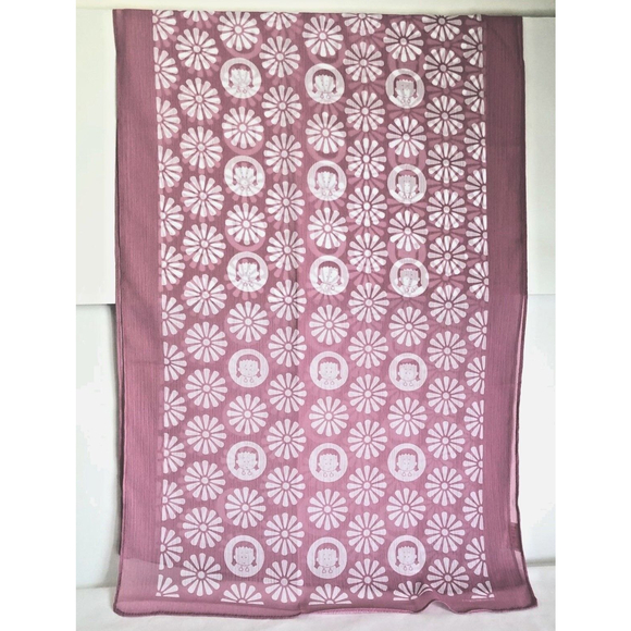 Angry Little Girls Accessories - Angry Little Girls Long Crepe Pink Scarf Floral Asian Girl Double Bird Flowers